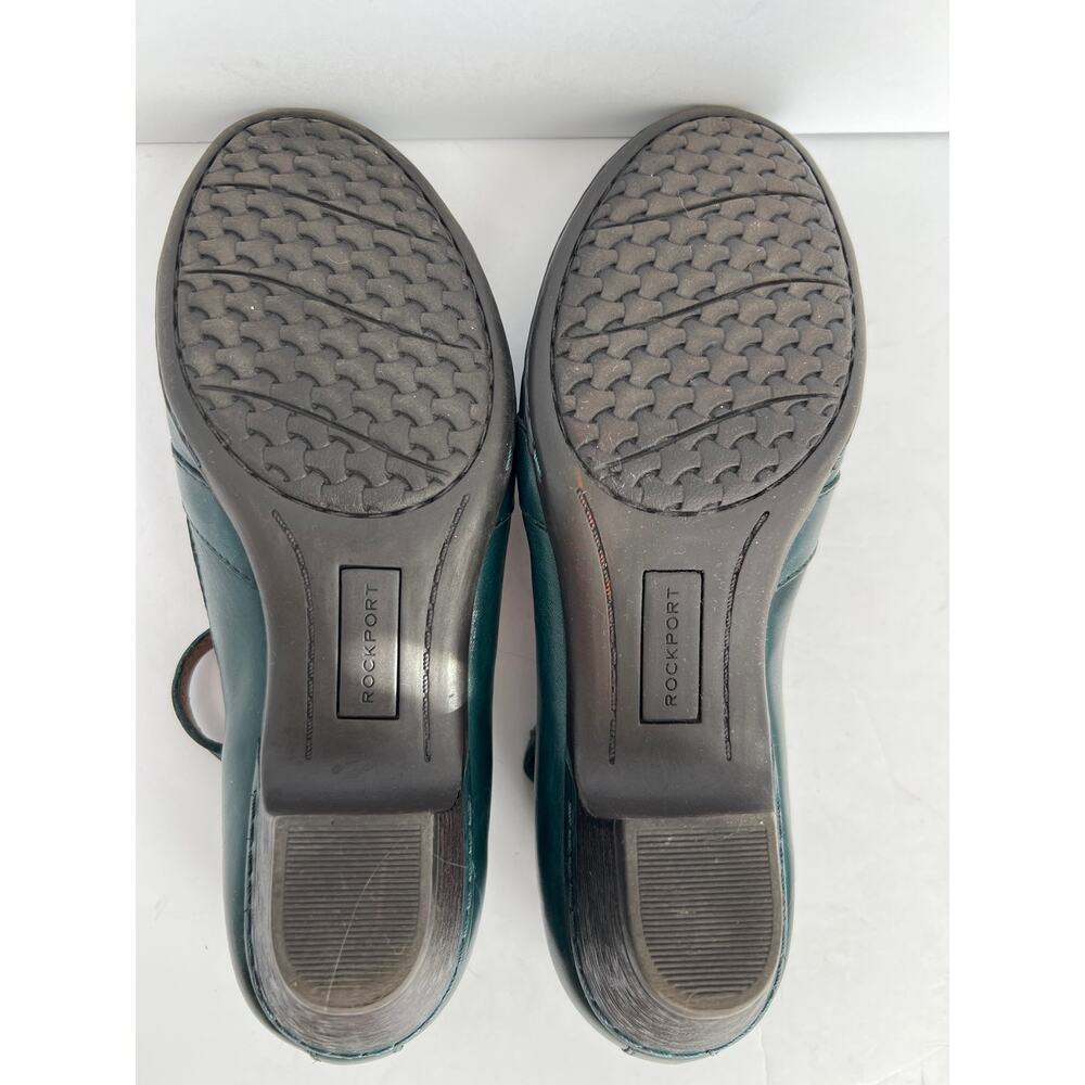 Rockport Cobb Hill Aubrey Leather T Strap Heeled Pumps Teal Green Women Size 7M - Picture 6 of 8